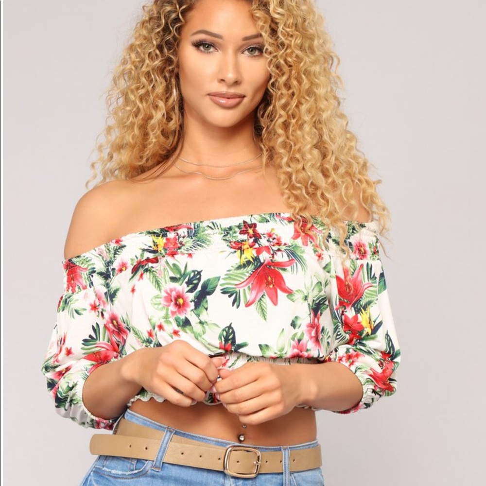 Floral Off The Shoulder Crop Top